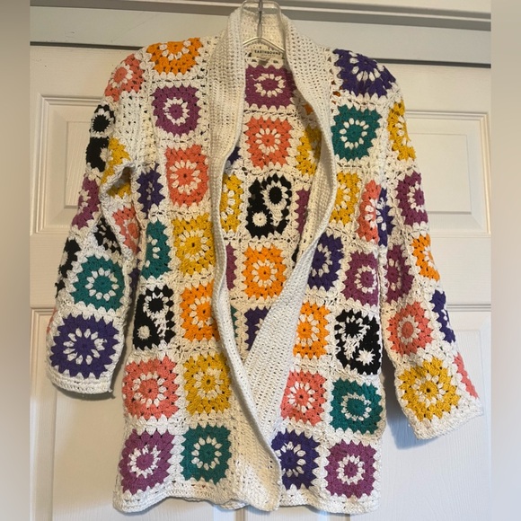 outbound trading co Sweaters - NWOT Outbound Trading Co granny square open cardigan sweater. Small